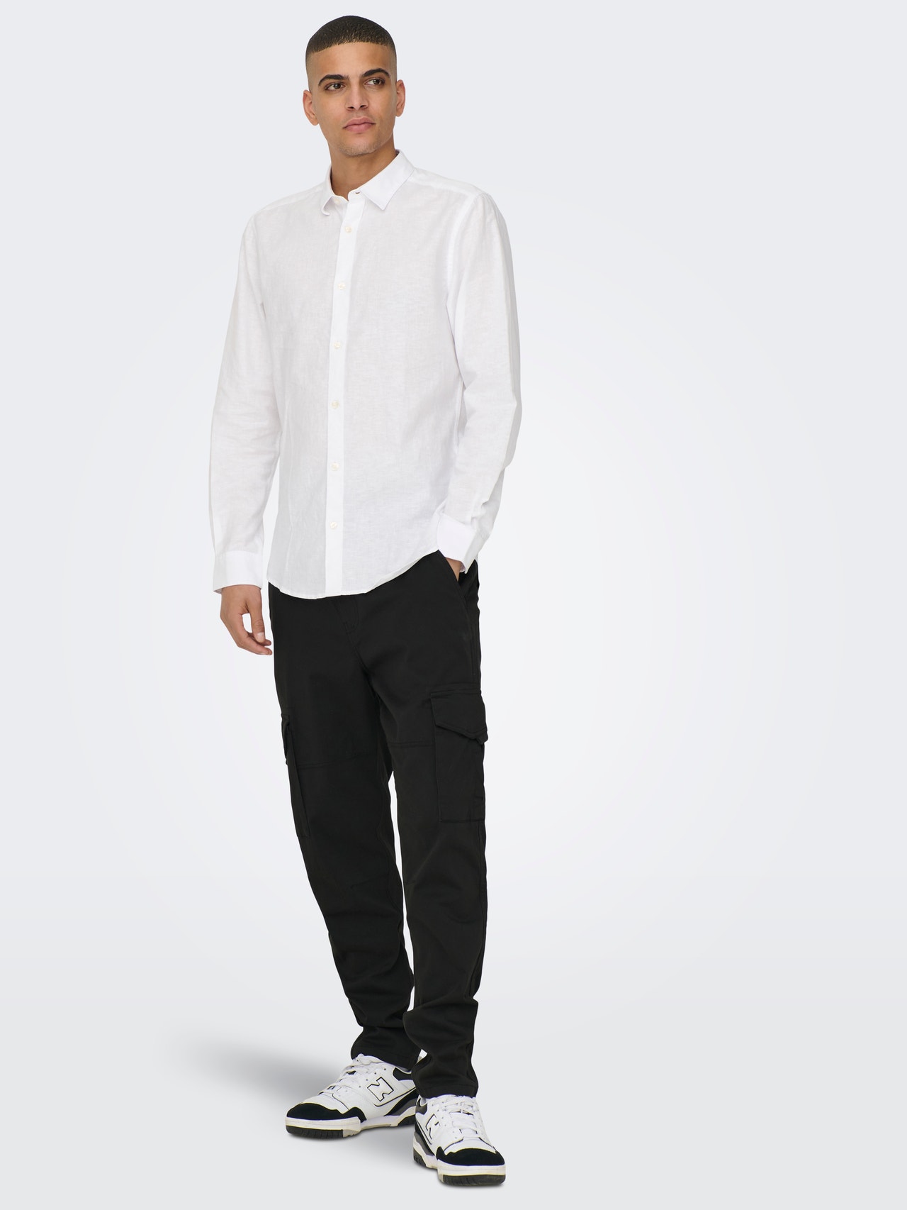 ONLY & SONS Slim Fit Shirt collar Shirt -White - 22012321