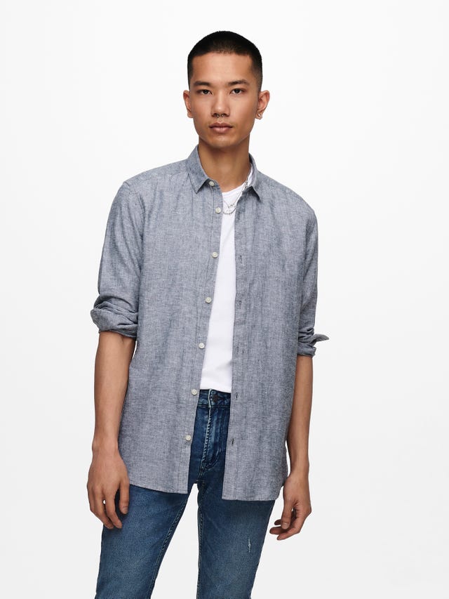 ONLY & SONS slim fit Linen shirt - 22012321