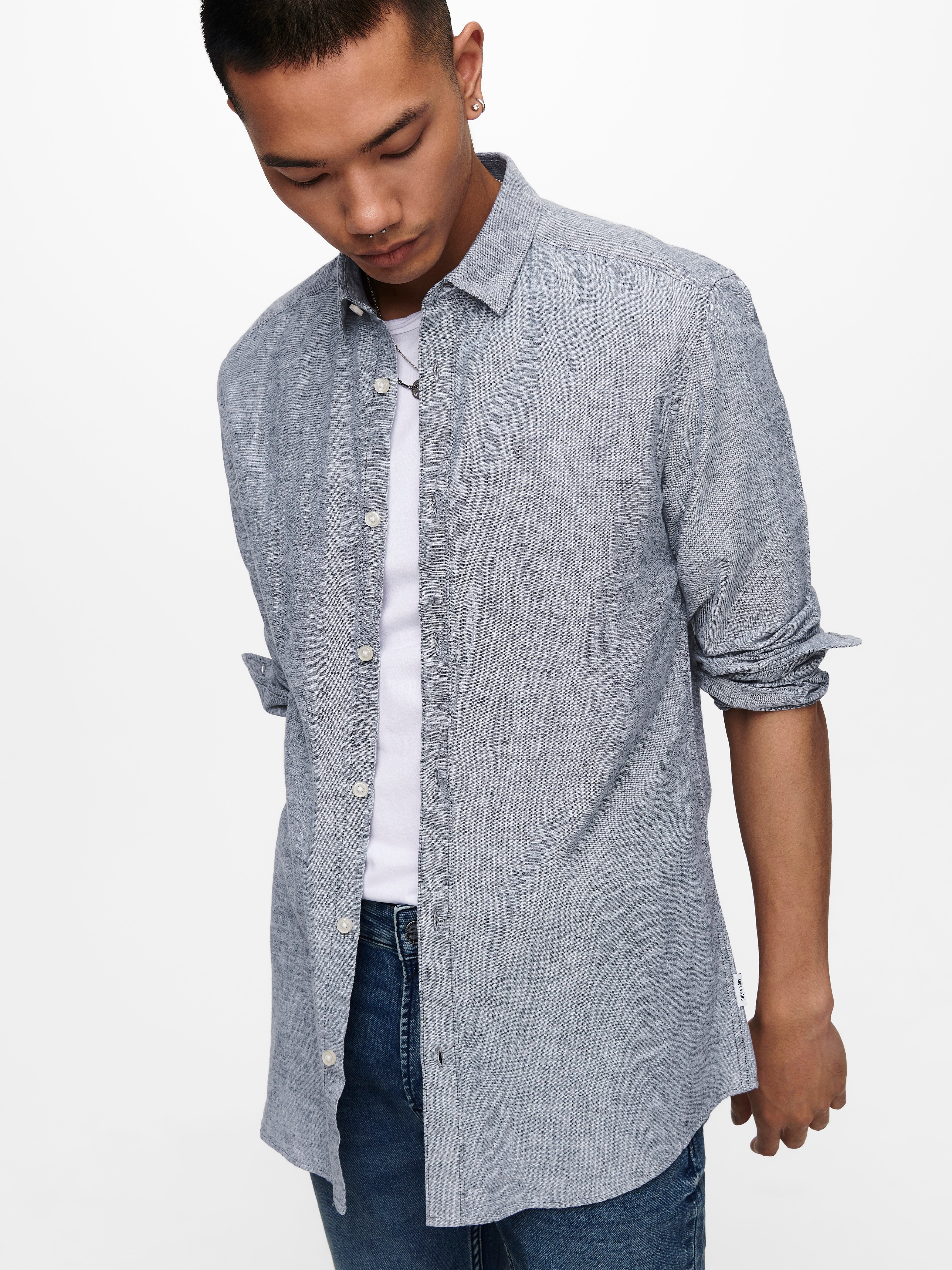 Slim Fit Shirt Collar Shirt | Dark Blue 