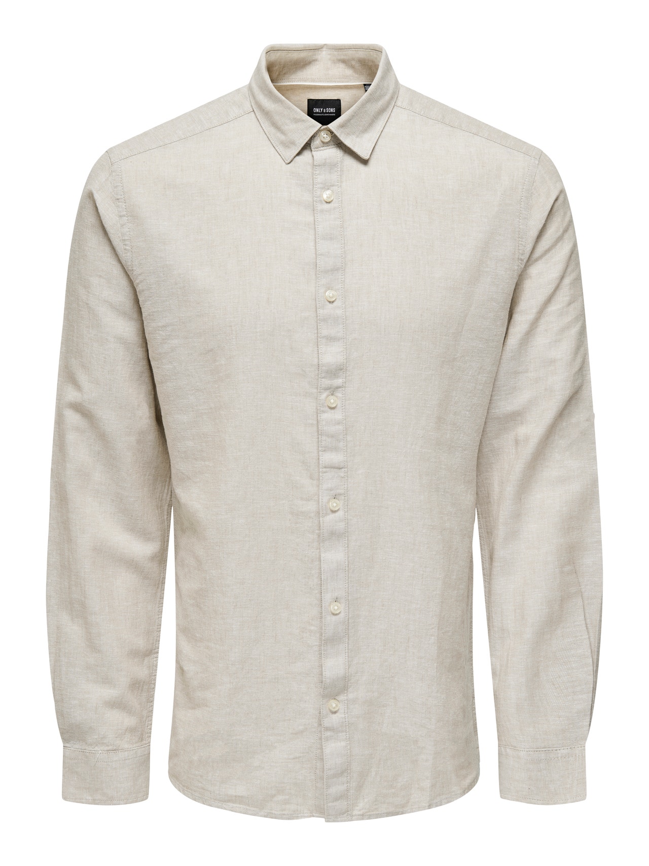 ONLY & SONS slim fit Linen shirt -Chinchilla - 22012321
