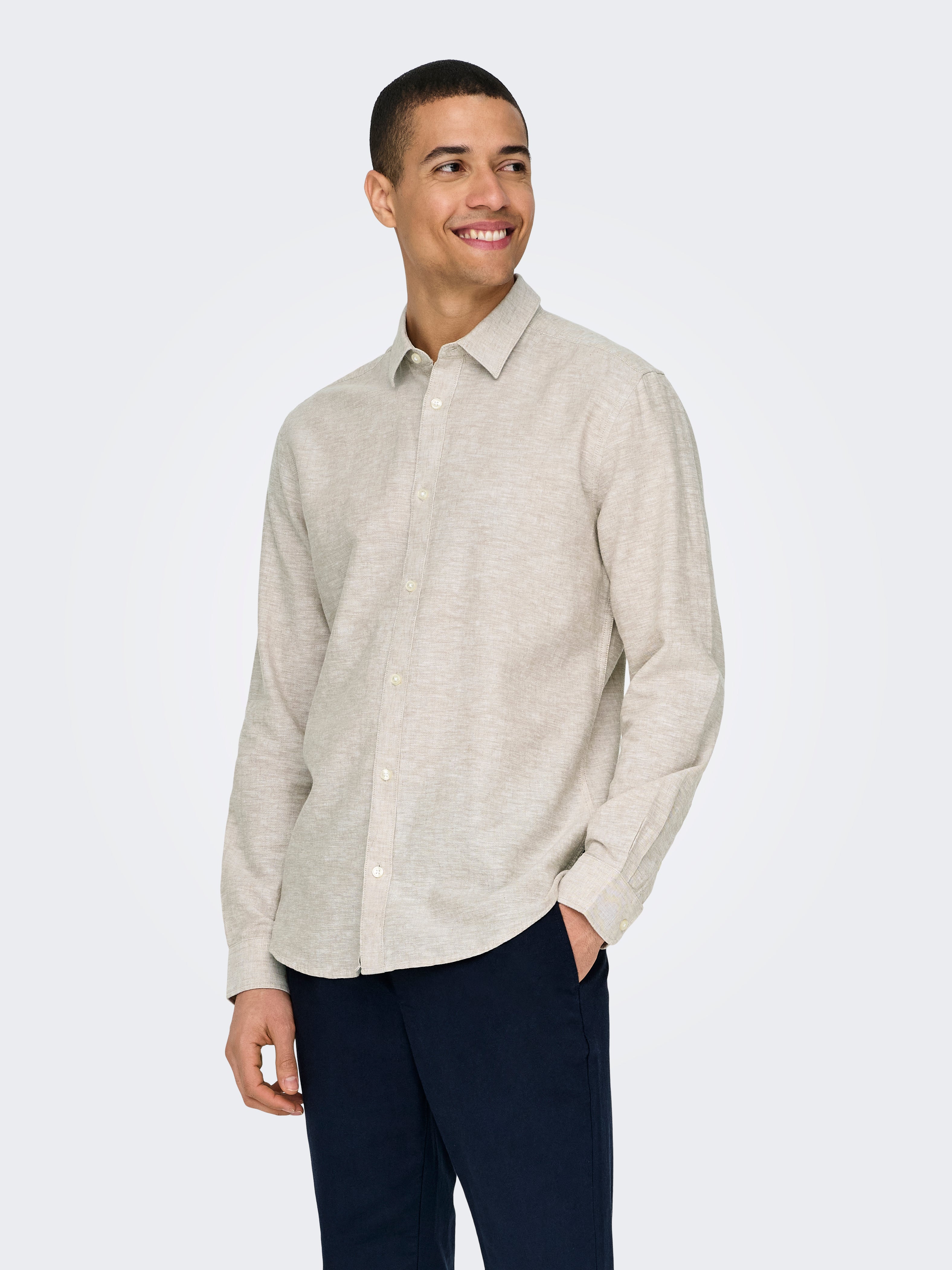 SEAN TOWN★大人気♪ICE COOL LINEN SHIRTS_10色 ONSCAIDEN Shirt | Medium Grey | ONLY & SONS®