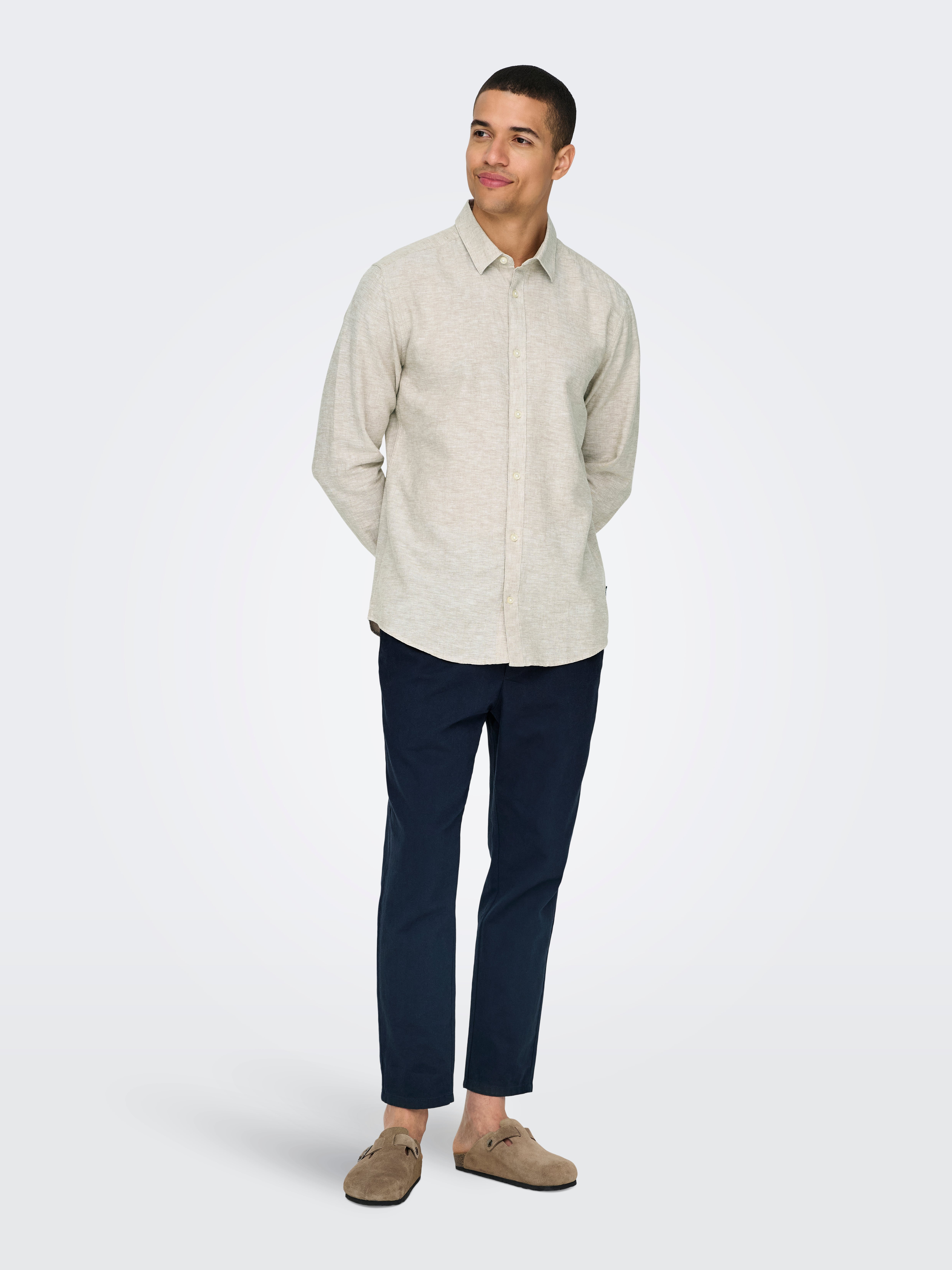 SEAN TOWN★大人気♪ICE COOL LINEN SHIRTS_10色 Mens Yarn Dyed Linen Blend Short Sleeve Shirt – Couture