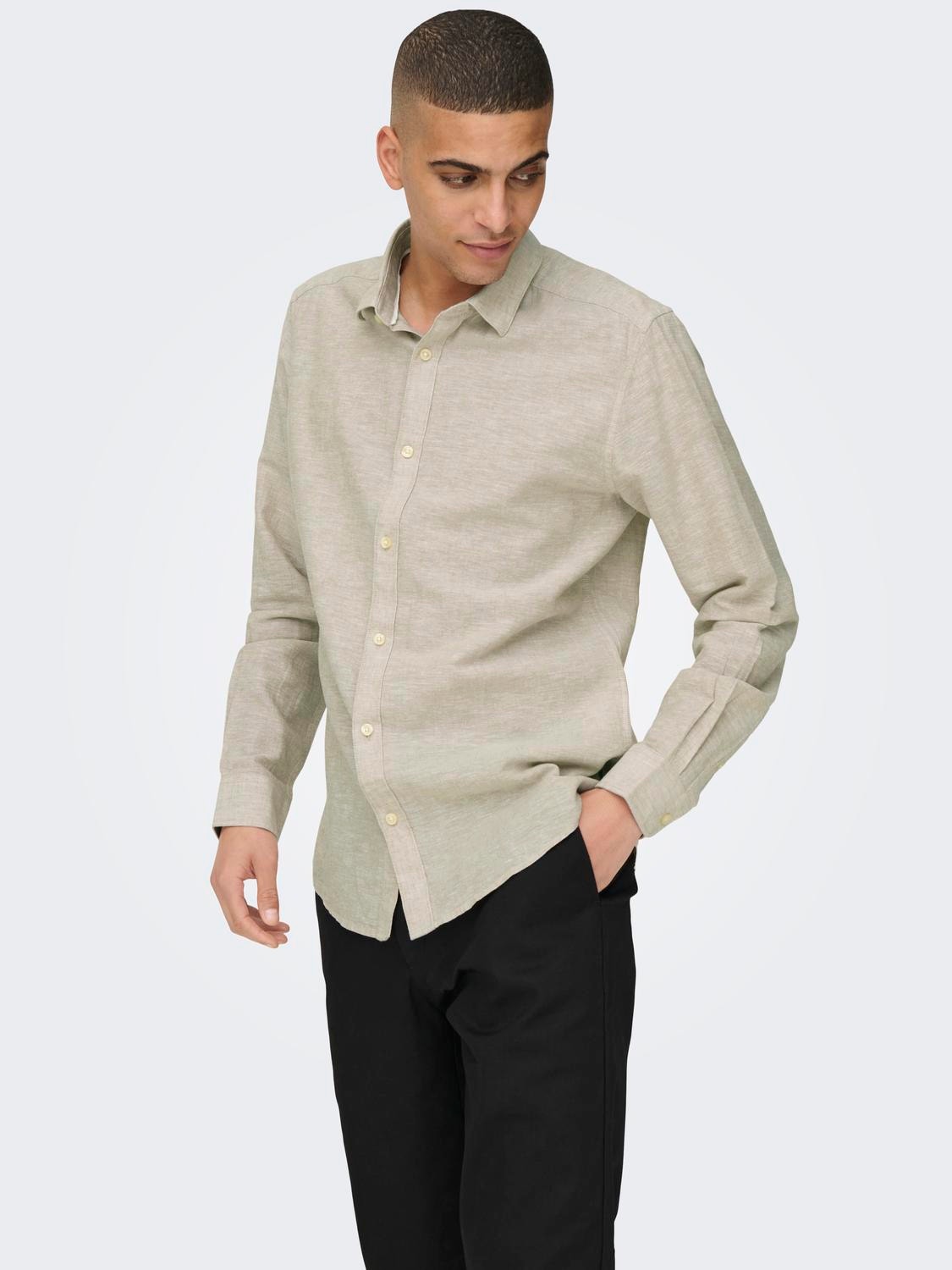 ONLY & SONS Slim Fit Shirt collar Shirt -Chinchilla - 22012321