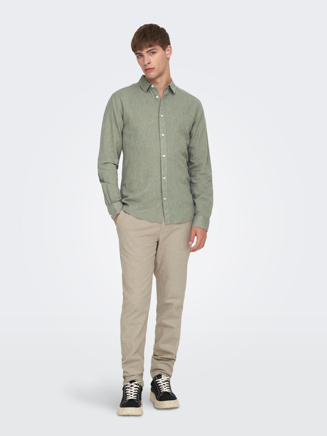 ONLY & SONS Slim Fit Shirt collar Shirt -Swamp - 22012321