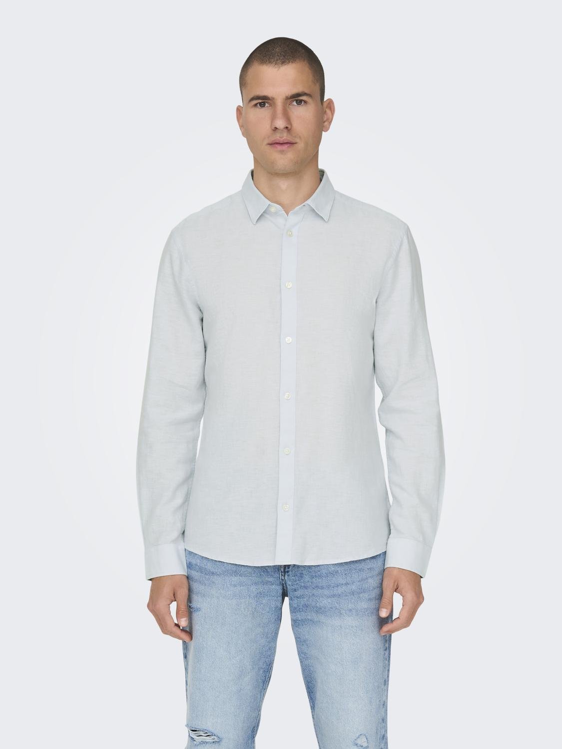 ONLY & SONS slim fit Linen shirt -Plein Air - 22012321