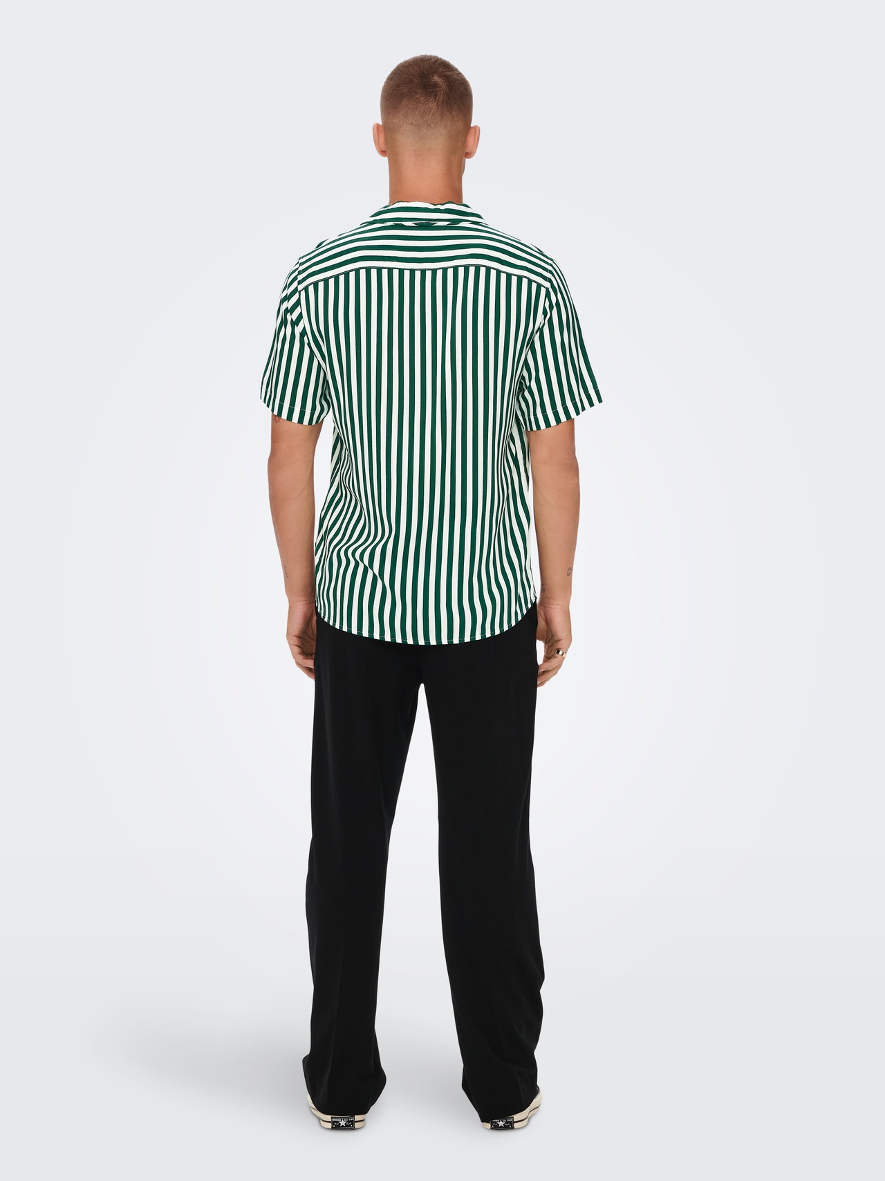 ONLY & SONS Short sleeved striped shirt -Dark Green - 22013267