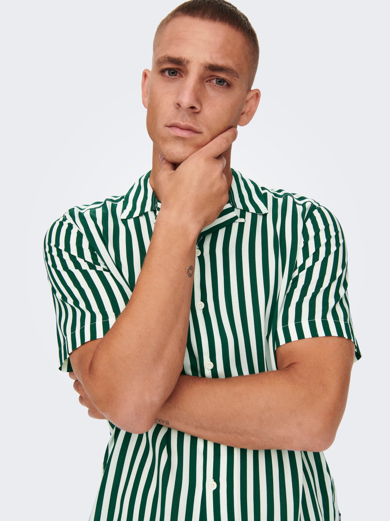 ONLY & SONS Camisas Corte regular Cuello cubano -Dark Green - 22013267