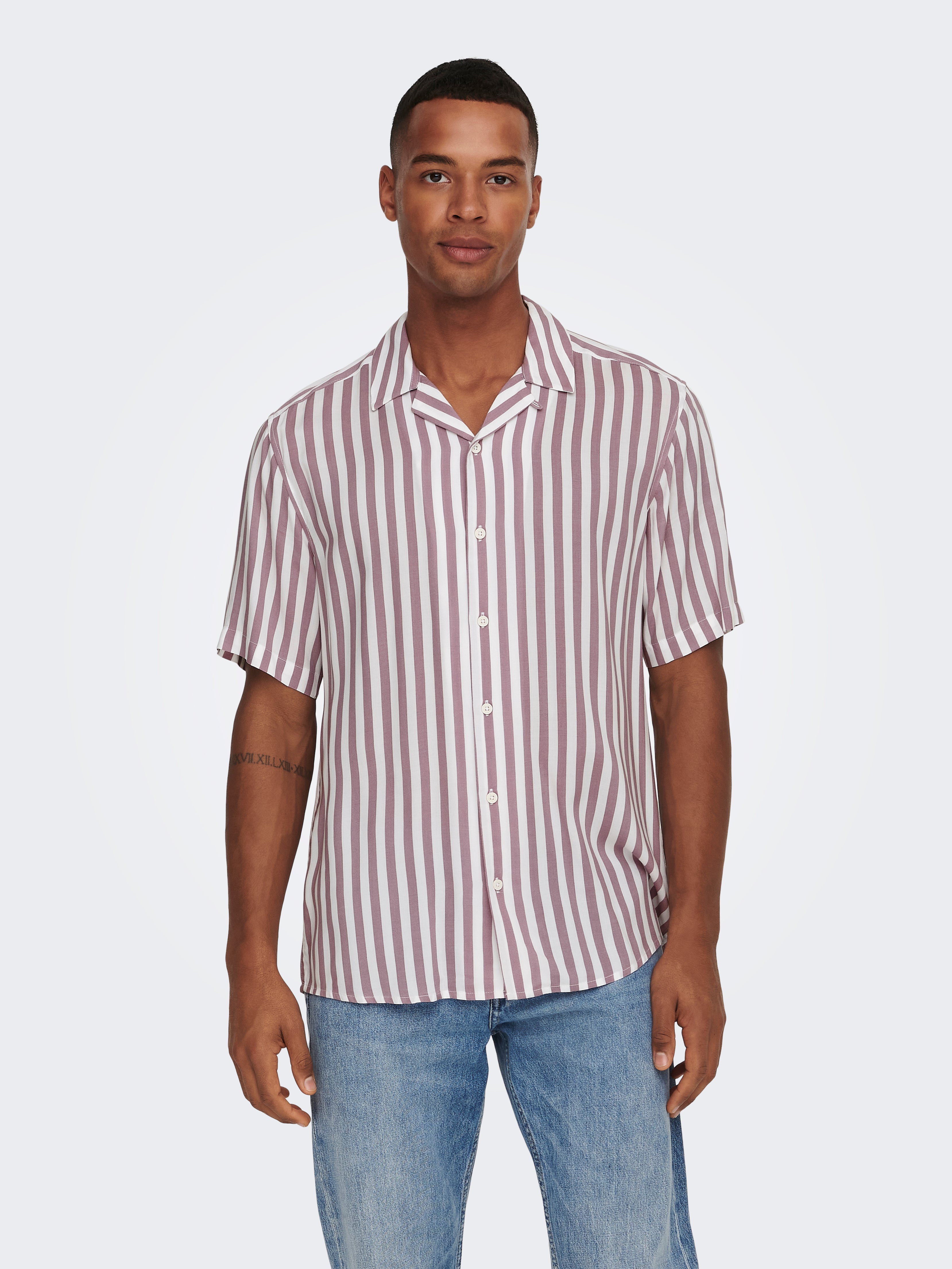【U LAN】Tony Over Checked Half Shirt Men's Shirts for Men | ONLY & SONS
