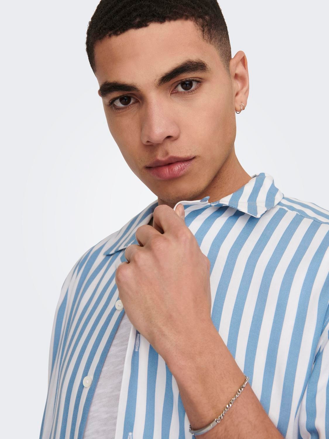 ONLY & SONS Short sleeved striped shirt -Mountain Spring - 22013267
