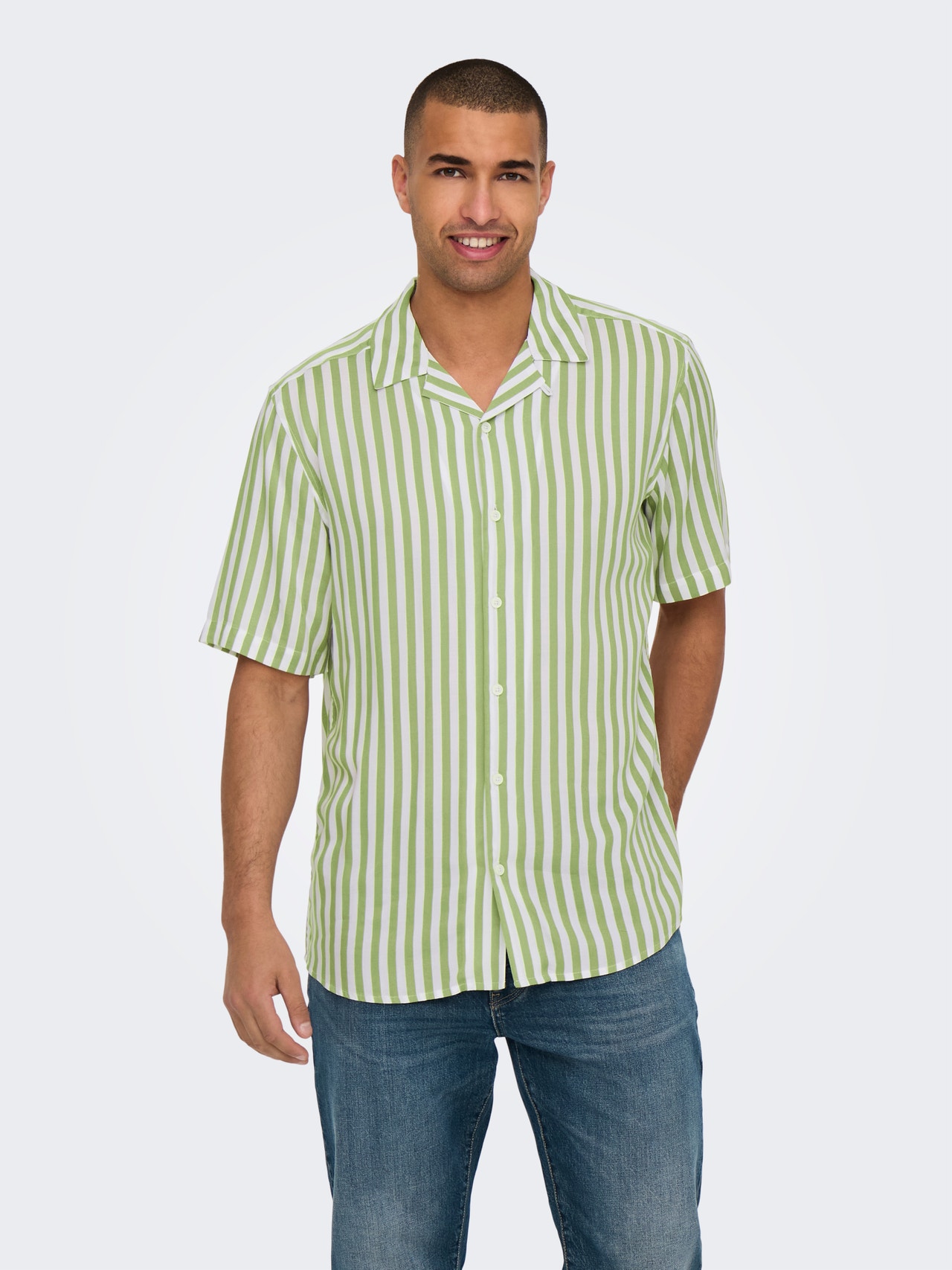 ONLY & SONS Camisas Corte regular Cuello cubano -Swamp - 22013267