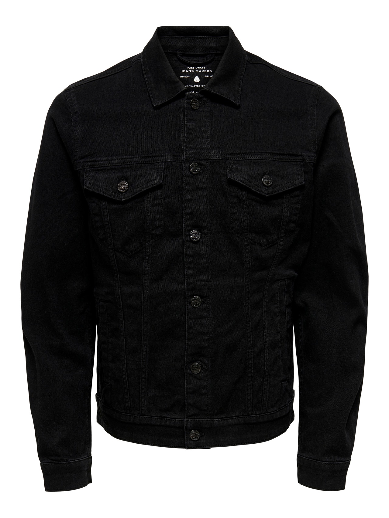 ONLY & SONS O-Neck Buttoned cuffs Jacket -Black Denim - 22013464