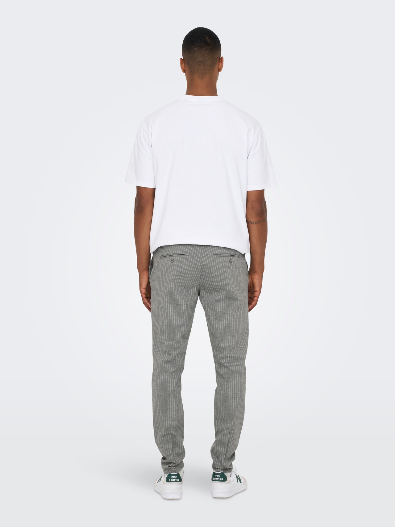 ONLY & SONS Tapered Fit Trousers -Light Grey Melange - 22013727