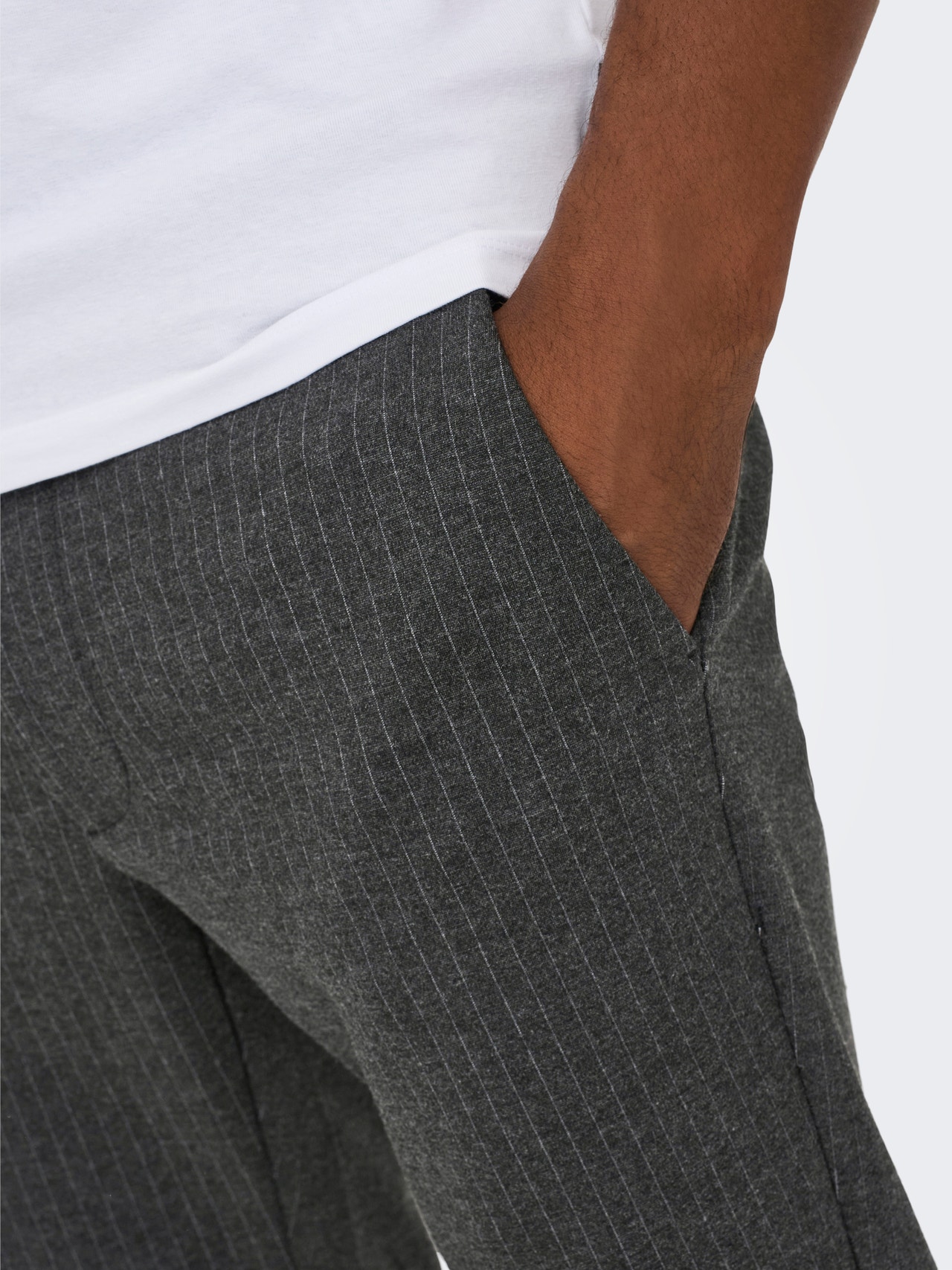 ONLY & SONS Klassiske stribede bukser -Dark Grey Melange - 22013727