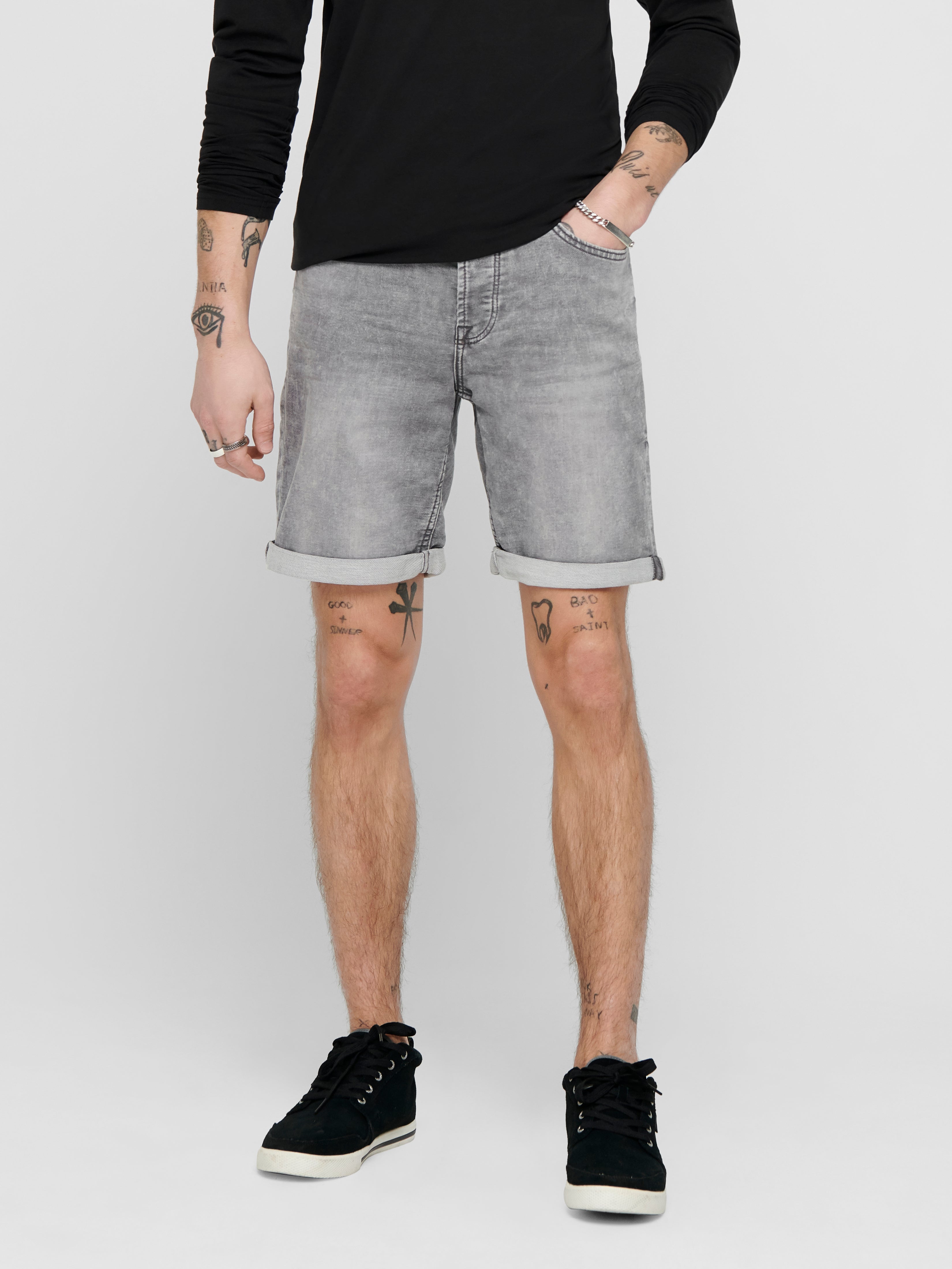 gray levi shorts
