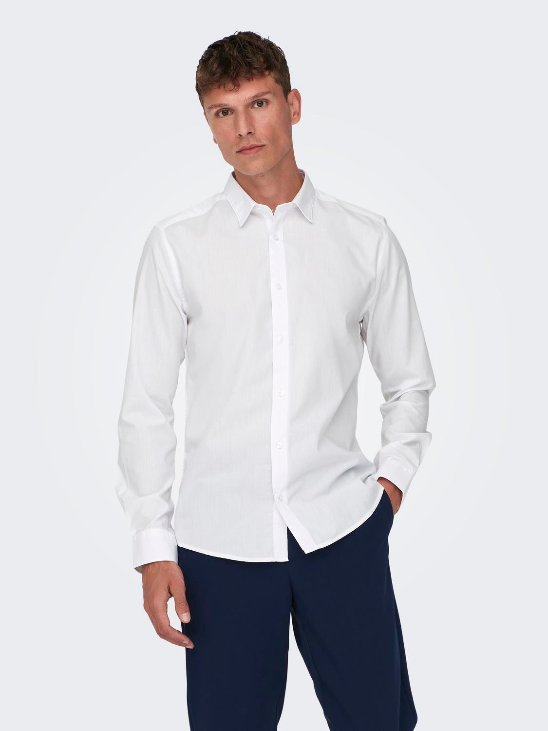ONLY & SONS Slim Fit Skjortkrage Skjorta -White - 22015472