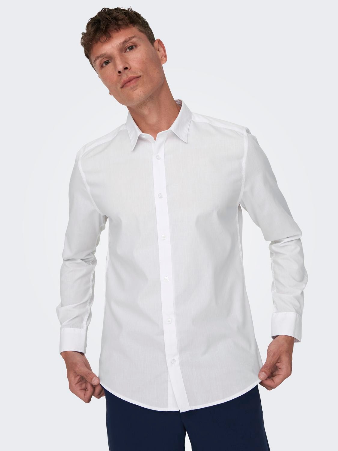 ONLY & SONS Slim Fit Skjortkrage Skjorta -White - 22015472