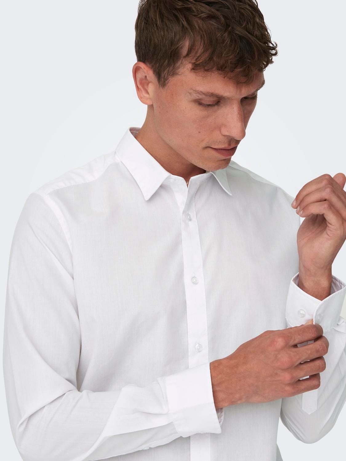 ONLY & SONS Slim fit Overhemd kraag Overhemd -White - 22015472