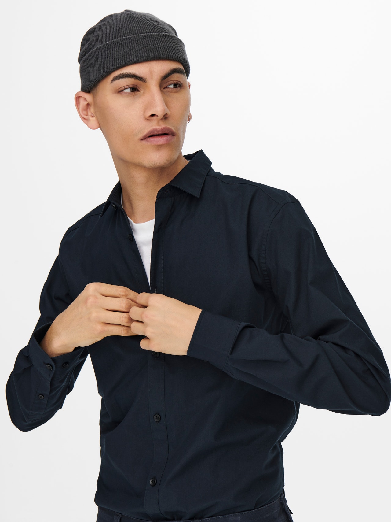 ONLY & SONS Slim fit Overhemd kraag Overhemd -Dark Navy - 22015472
