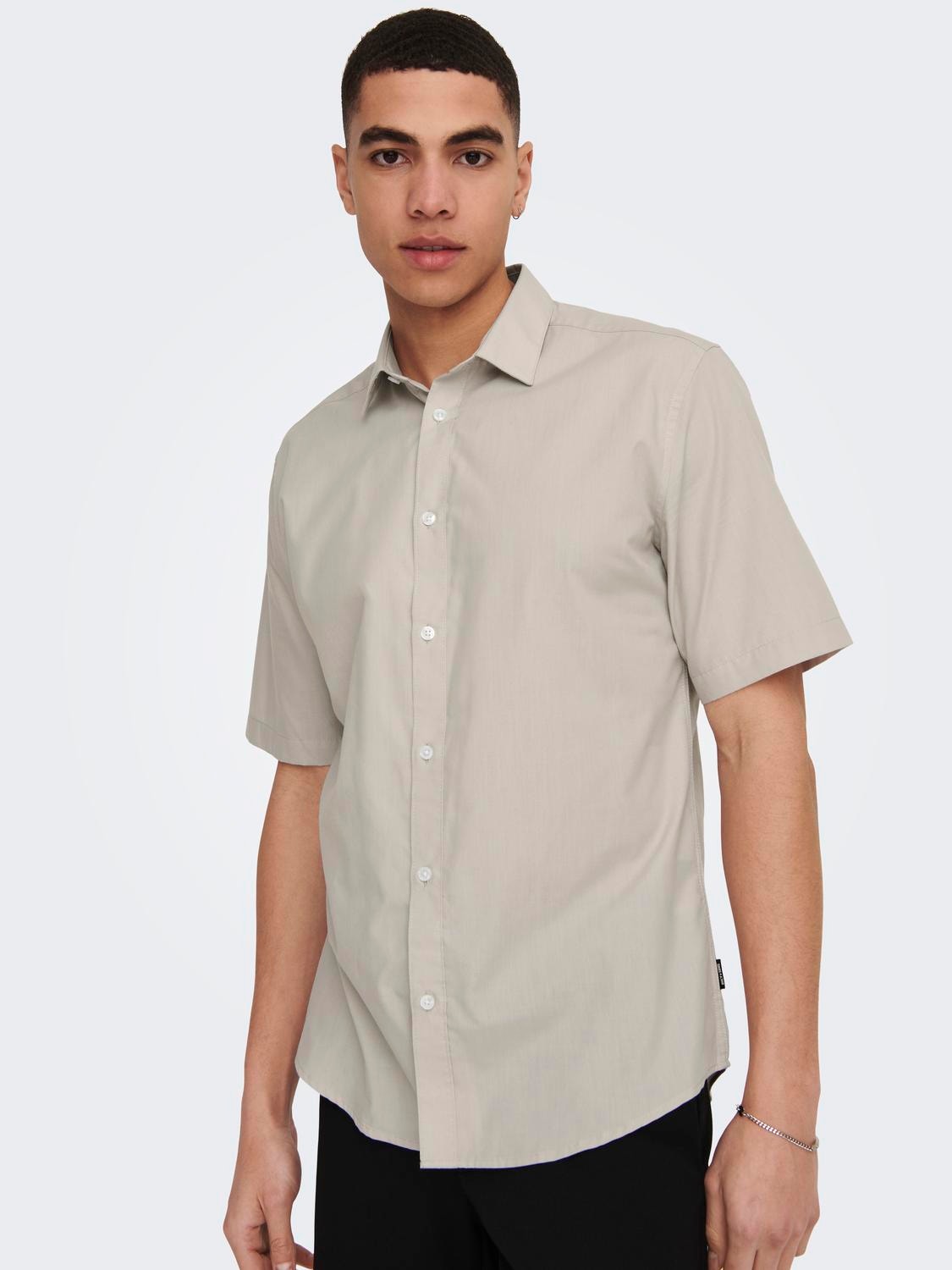 ONLY & SONS Slim fit Overhemd kraag Overhemd -Silver Lining - 22015475