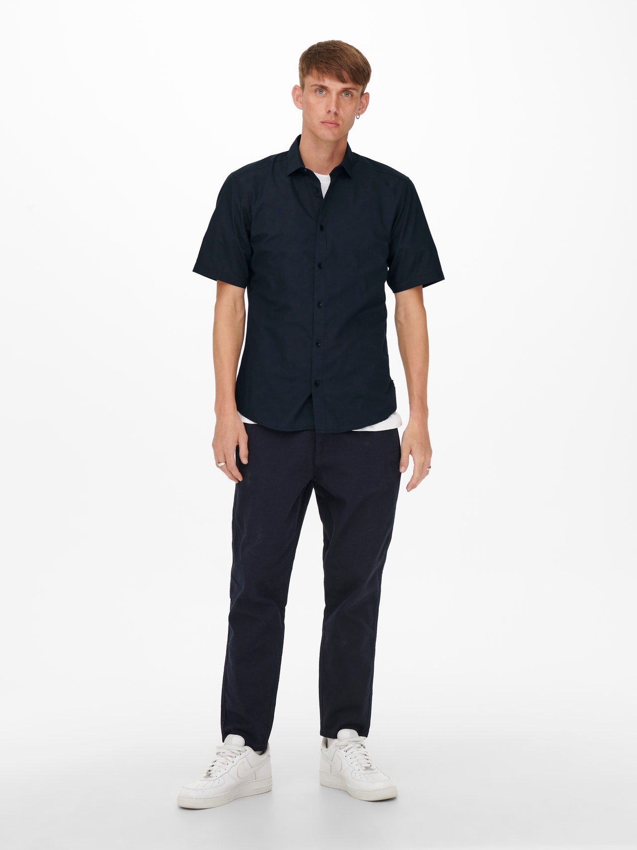ONLY & SONS Slim Fit Short Sleeved Shirt -Dark Navy - 22015475