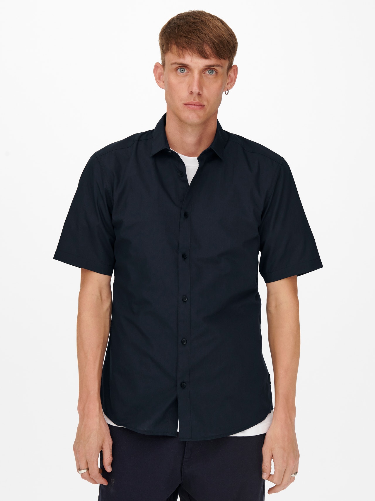 ONLY & SONS Chemises Slim Fit Col chemise -Dark Navy - 22015475