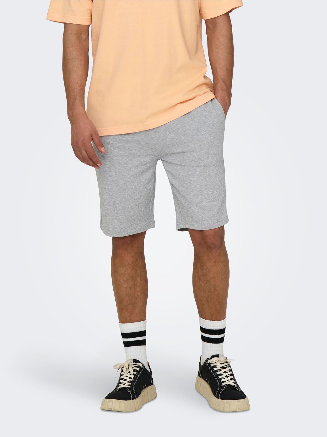 ONLY & SONS Regular Fit Mid waist Shorts -Light Grey Melange - 22015623