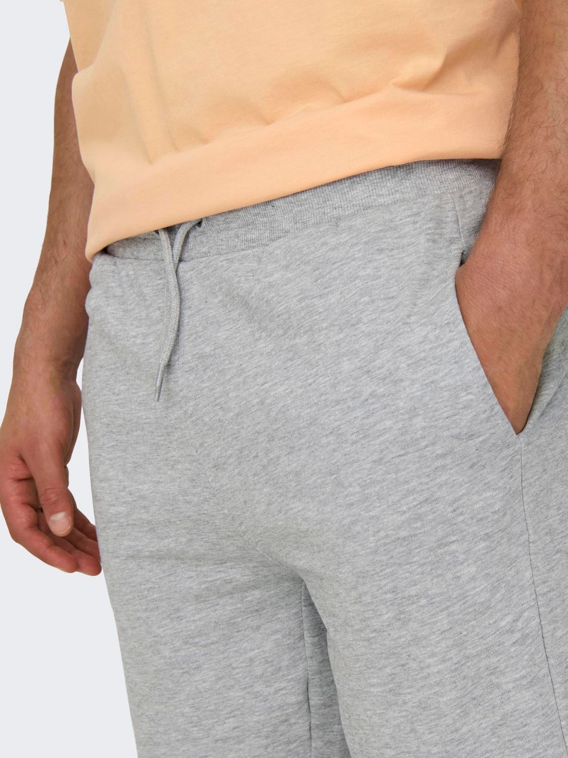 ONLY & SONS Regular Fit Middels høy midje Shorts -Light Grey Melange - 22015623