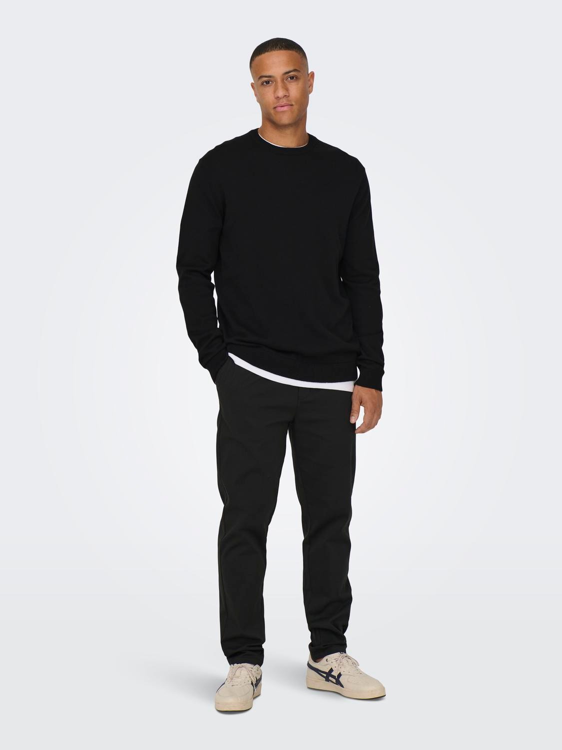 ONLY & SONS Regular Fit Crew neck Pullover -Black - 22015975