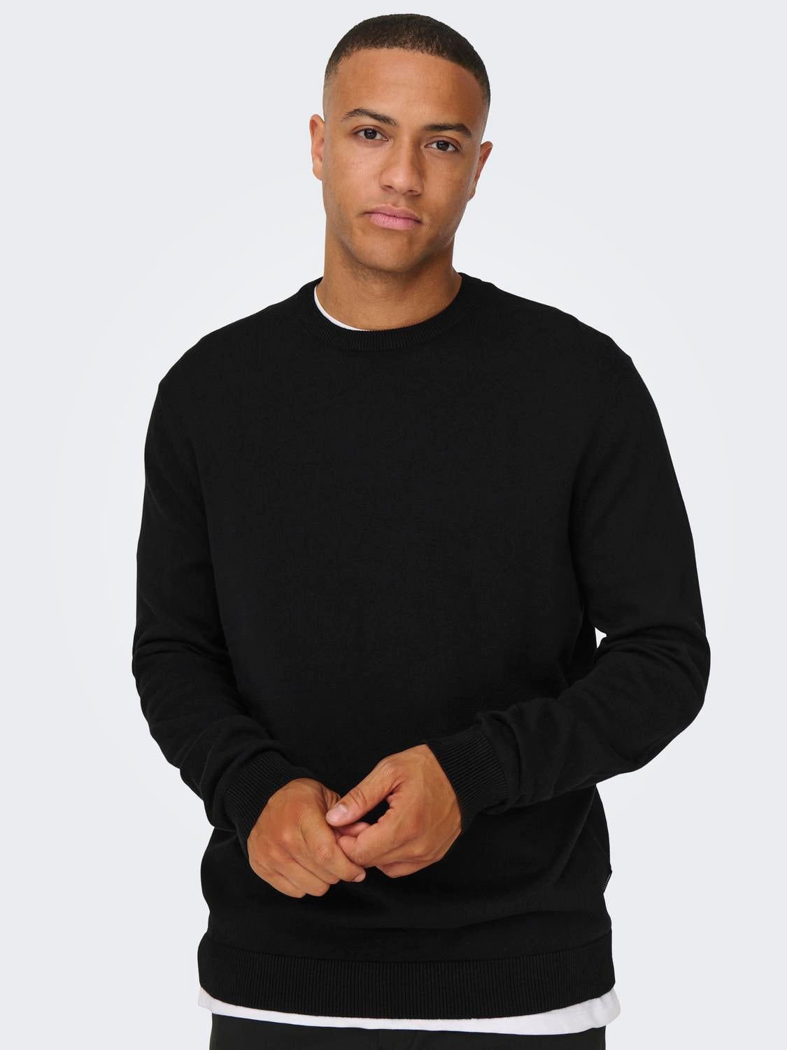 Crew neck knitted pullover, Black