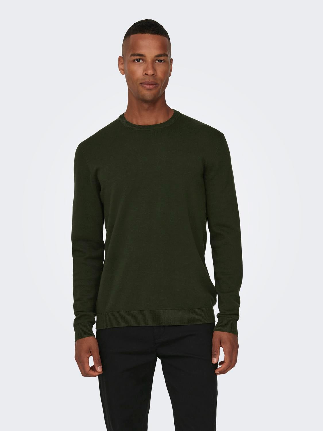 Dark green cheap crew neck jumper