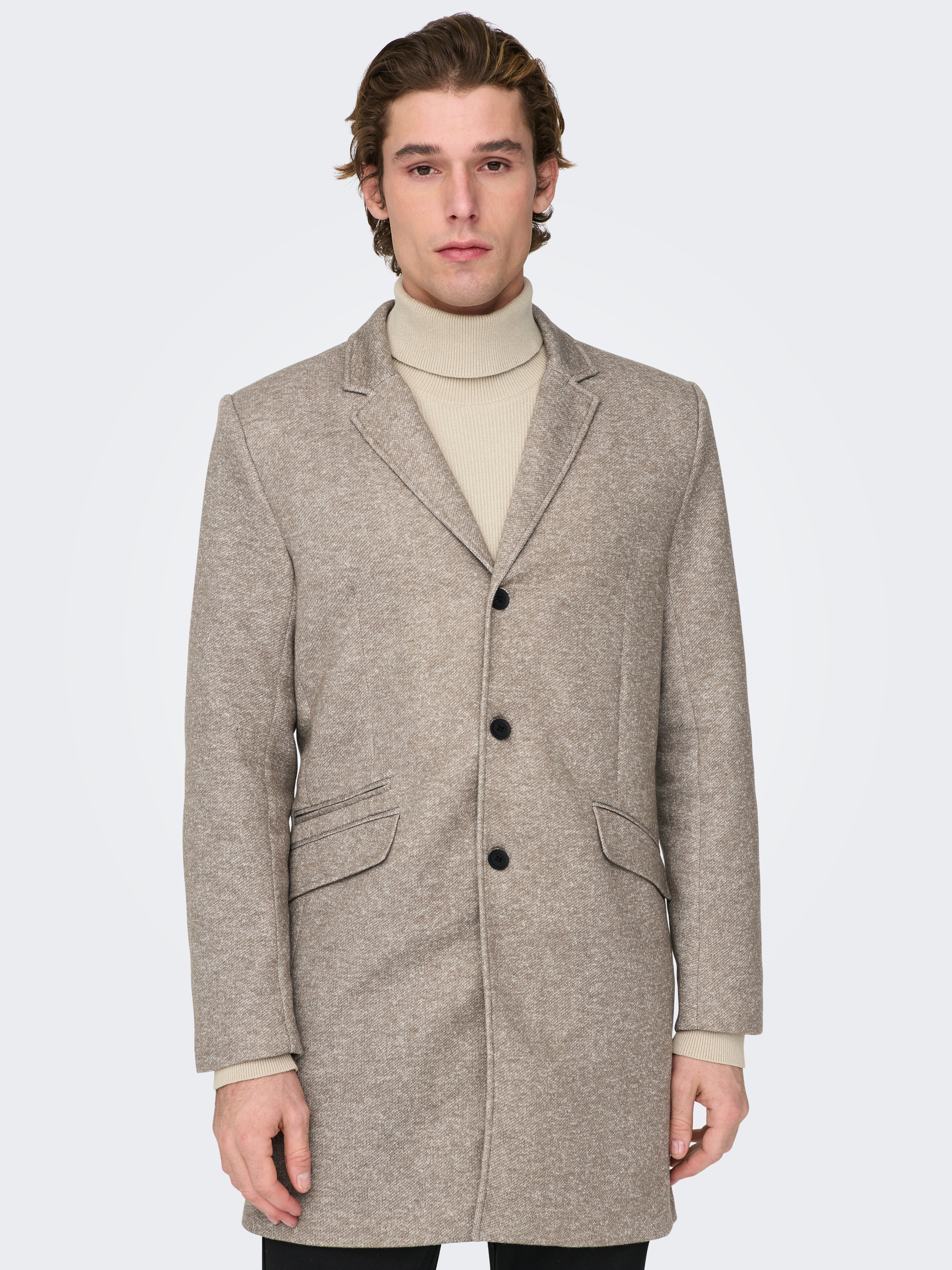 Only & sons 2025 stand collar wool overcoat