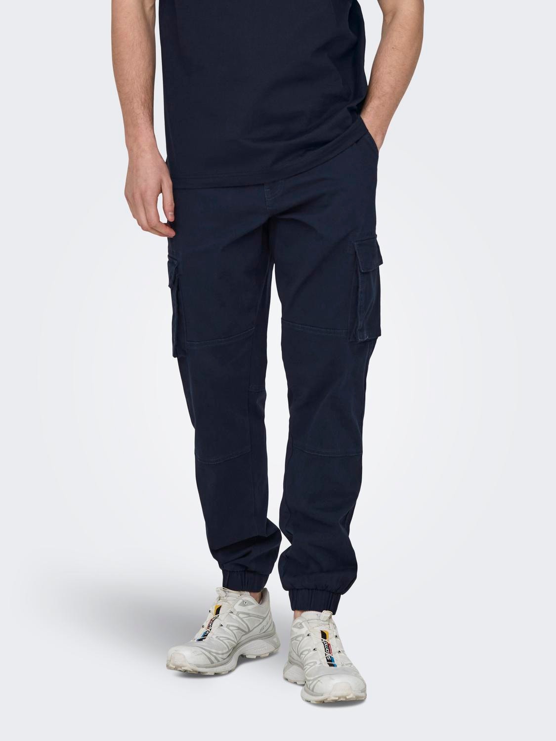 ONLY & SONS Tapered Fit Elasticated hems Trousers -Dress Blues - 22016687