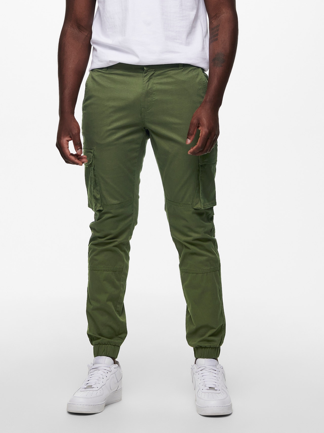 ONLY & SONS Pantalons Tapered Fit Élastique -Olive Night - 22016687