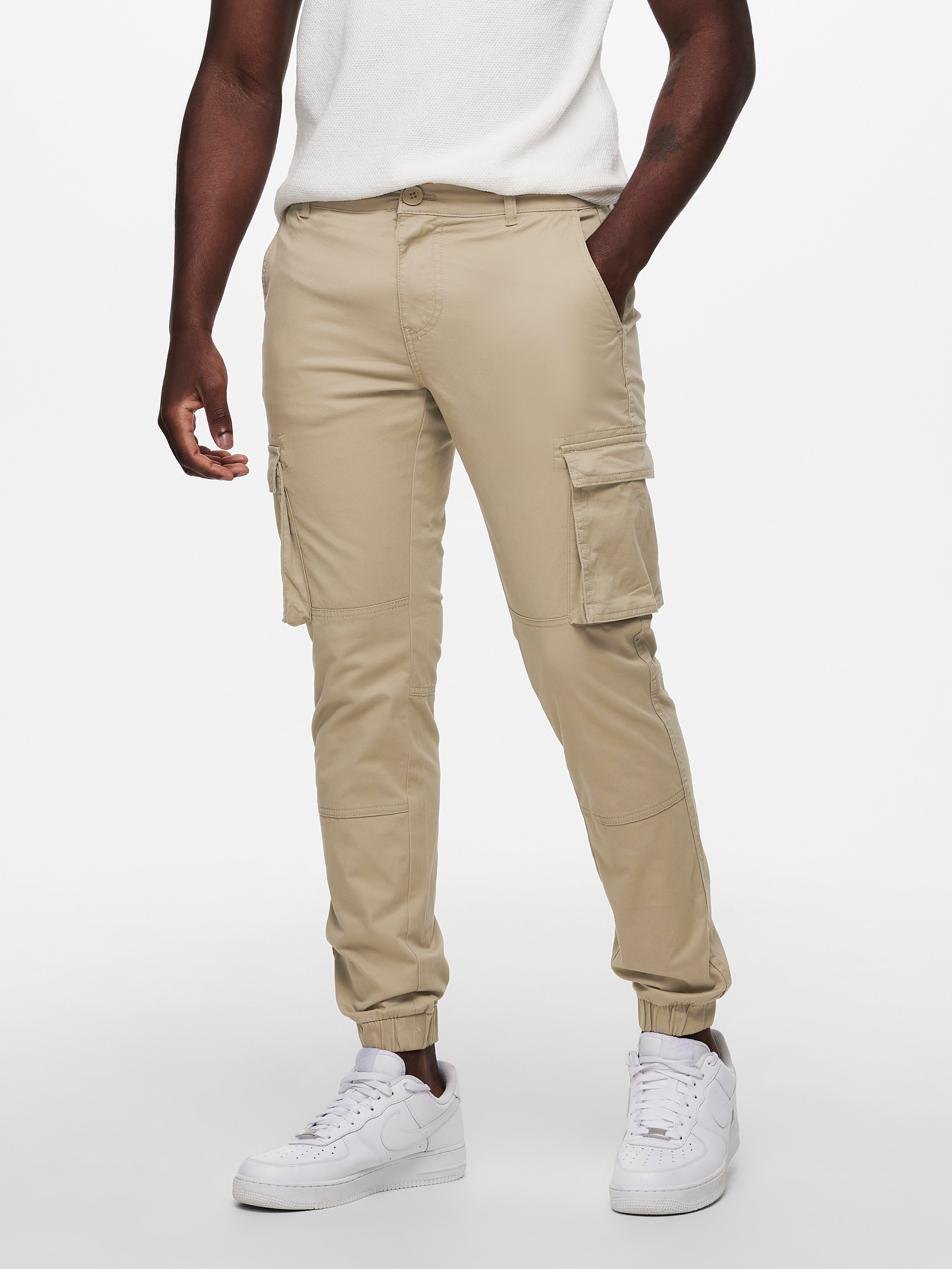 Tapered fit cargo trousers Military Green  Sisley