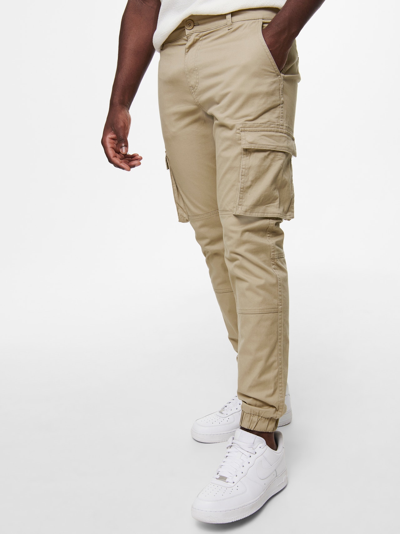 ONLY & SONS Tapered Fit Elasticated hems Trousers -Chinchilla - 22016687