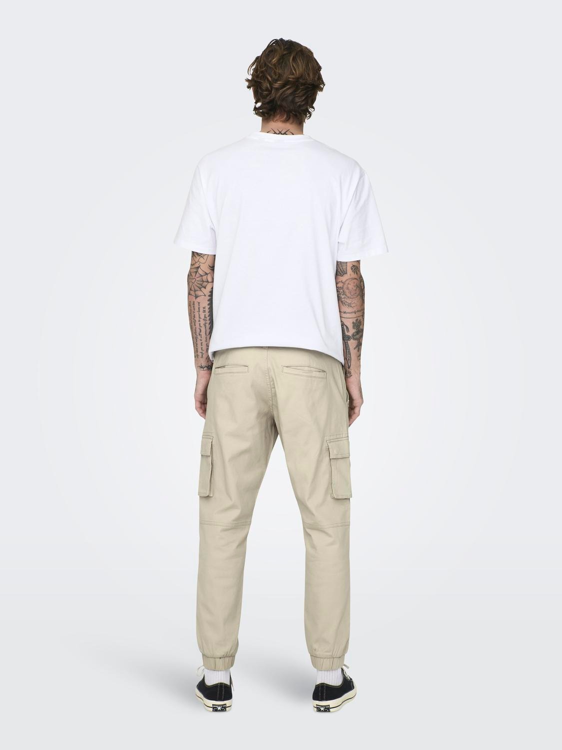 ONLY & SONS Tapered Fit Elasticated hems Trousers -Silver Lining - 22016687