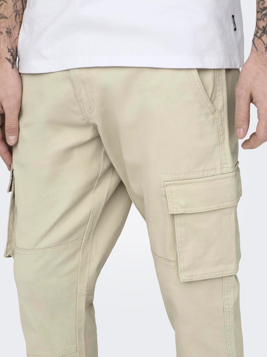 ONLY & SONS Pantalons Tapered Fit Élastique -Silver Lining - 22016687
