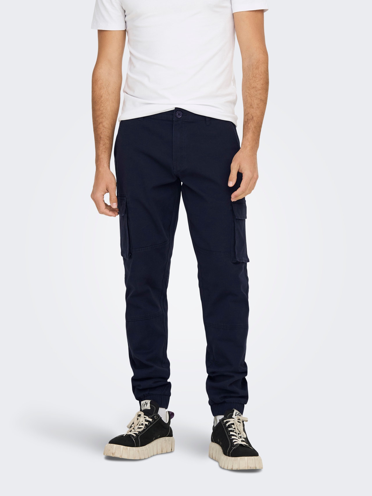 ONLY & SONS Tapered Fit Elasticated hems Trousers -Dark Navy - 22016687