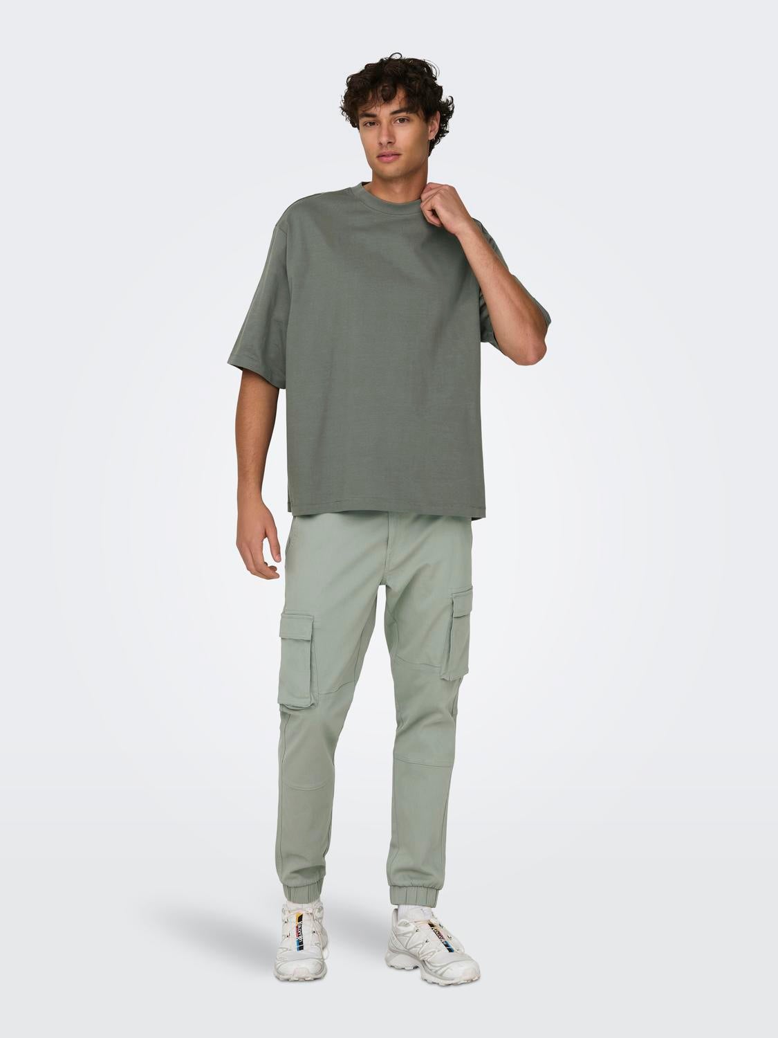 Tapered Fit Elasticated hems Trousers