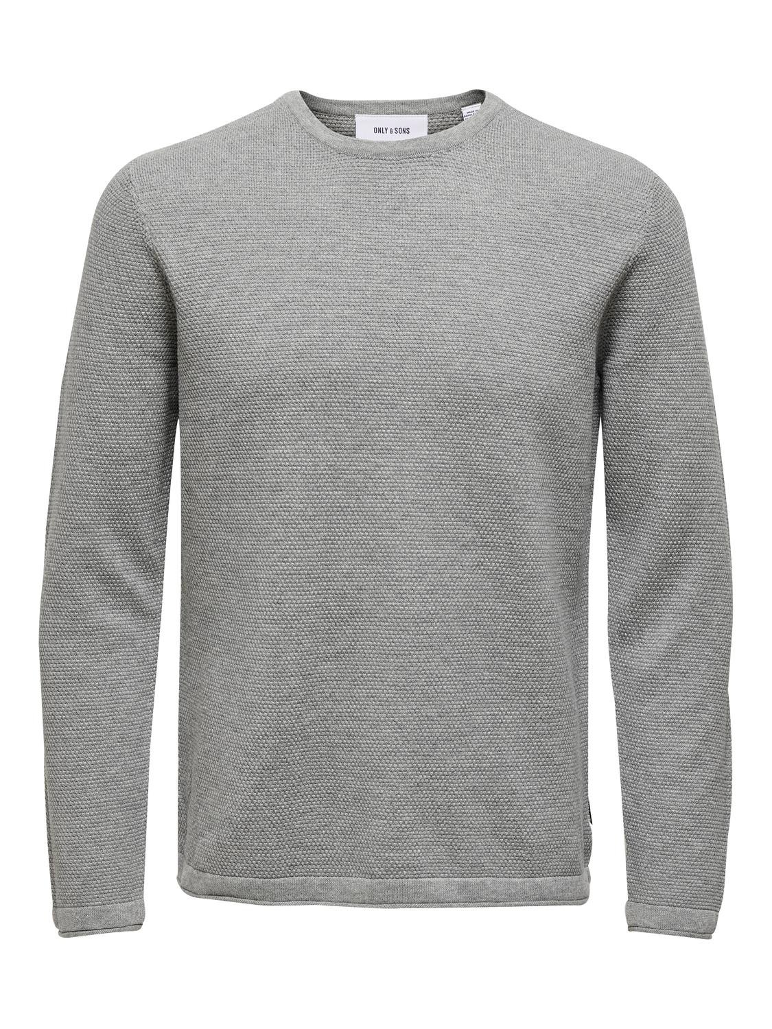 ONLY & SONS O-neck knit sweat -Medium Grey Melange - 22016980
