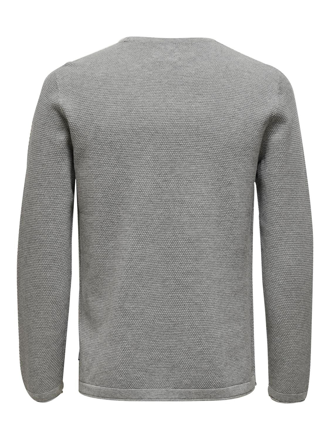 ONLY & SONS Normal geschnitten Rundhalsausschnitt Pullover -Medium Grey Melange - 22016980