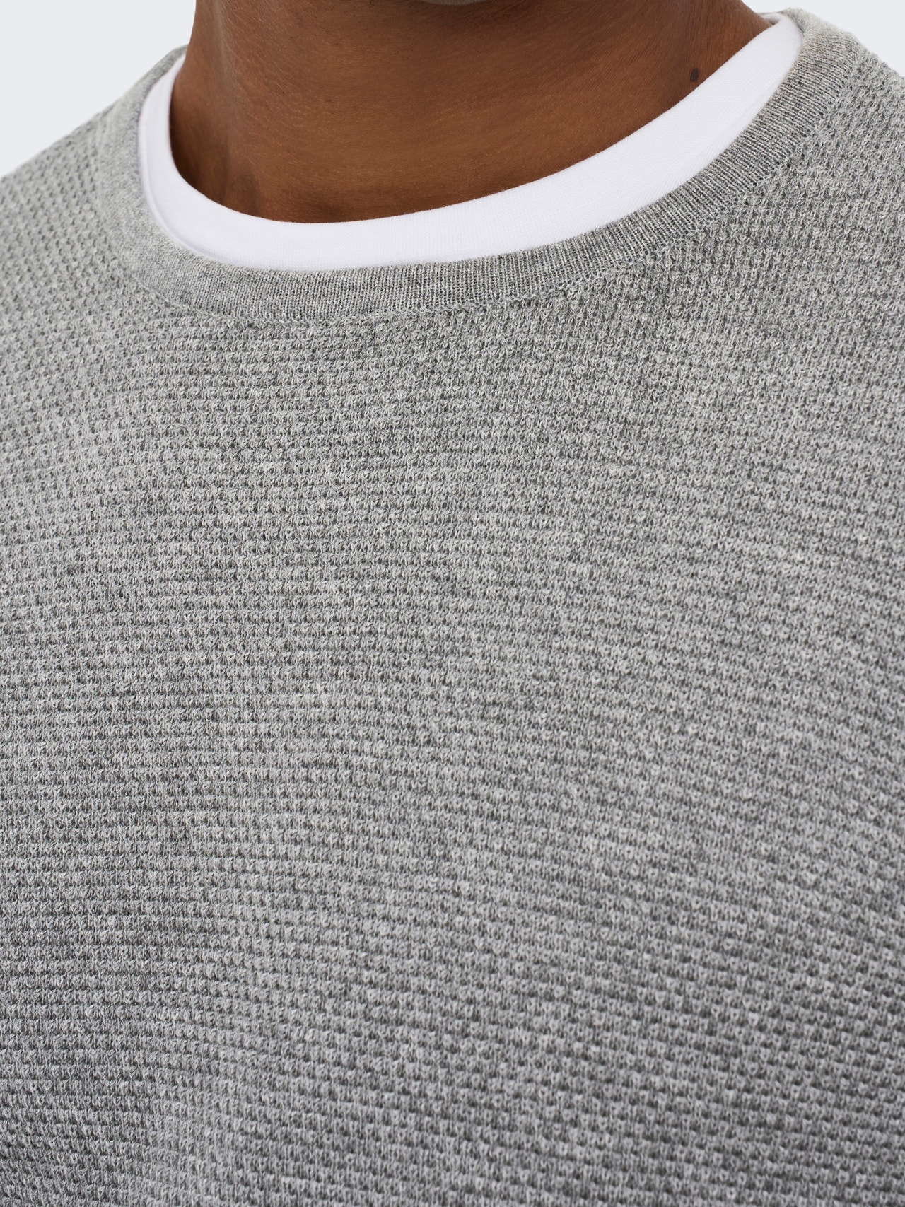 ONLY & SONS O-neck knit sweat -Medium Grey Melange - 22016980