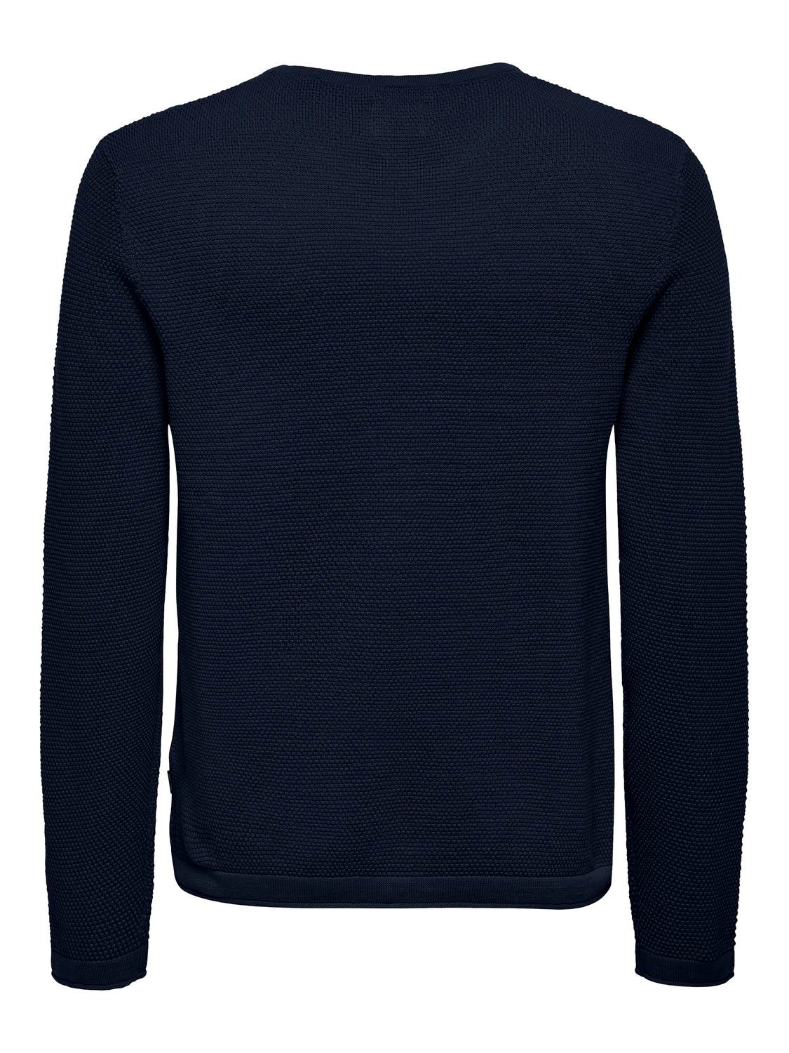 Solid color knitted pullover | Dark Blue | ONLY & SONS®