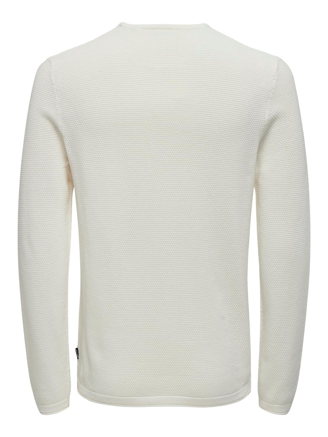 ONLY & SONS Pull-overs Regular Fit Col ras du cou -Cloud Dancer - 22016980