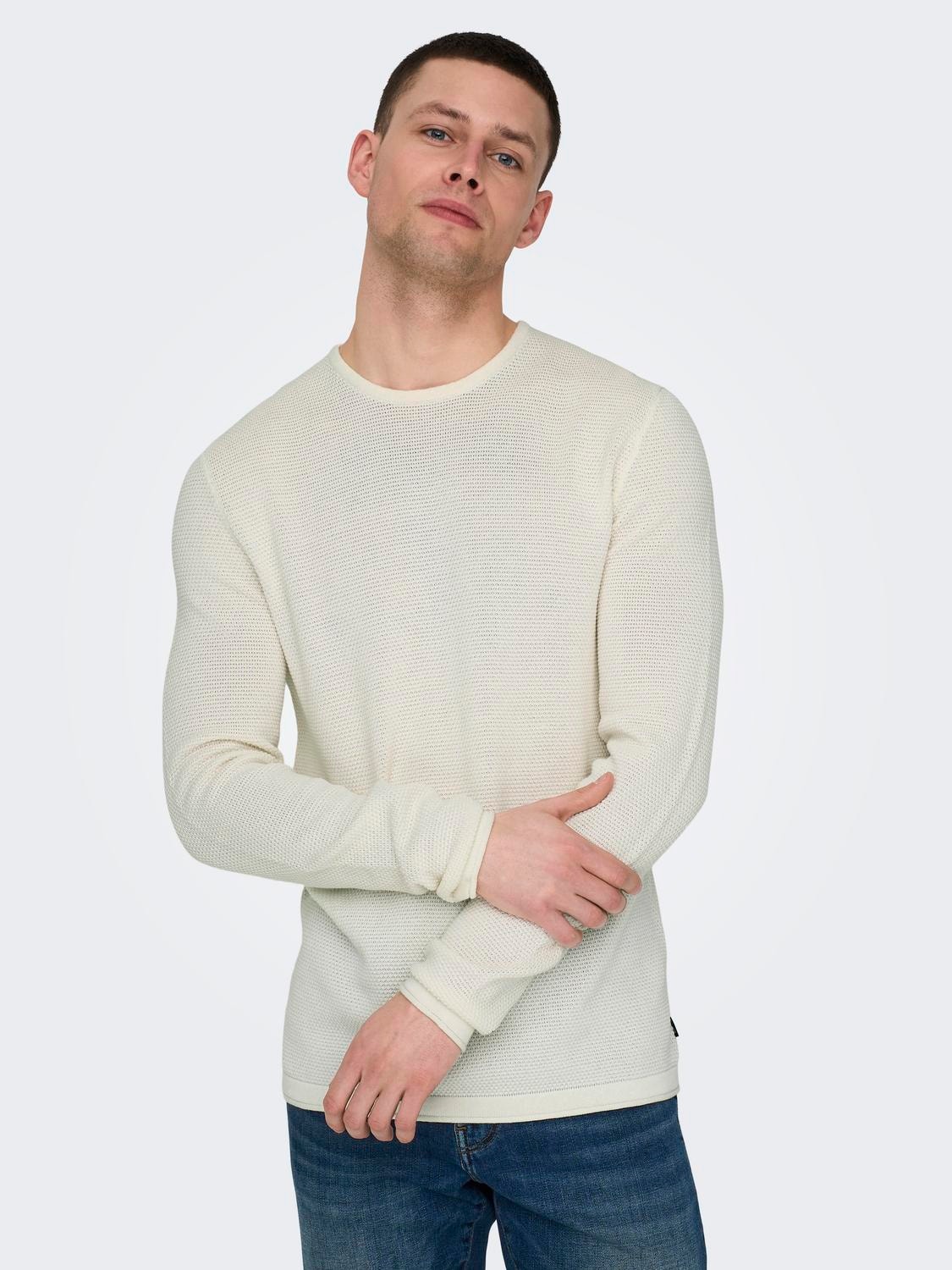 ONLY & SONS O-neck knit sweat -Cloud Dancer - 22016980