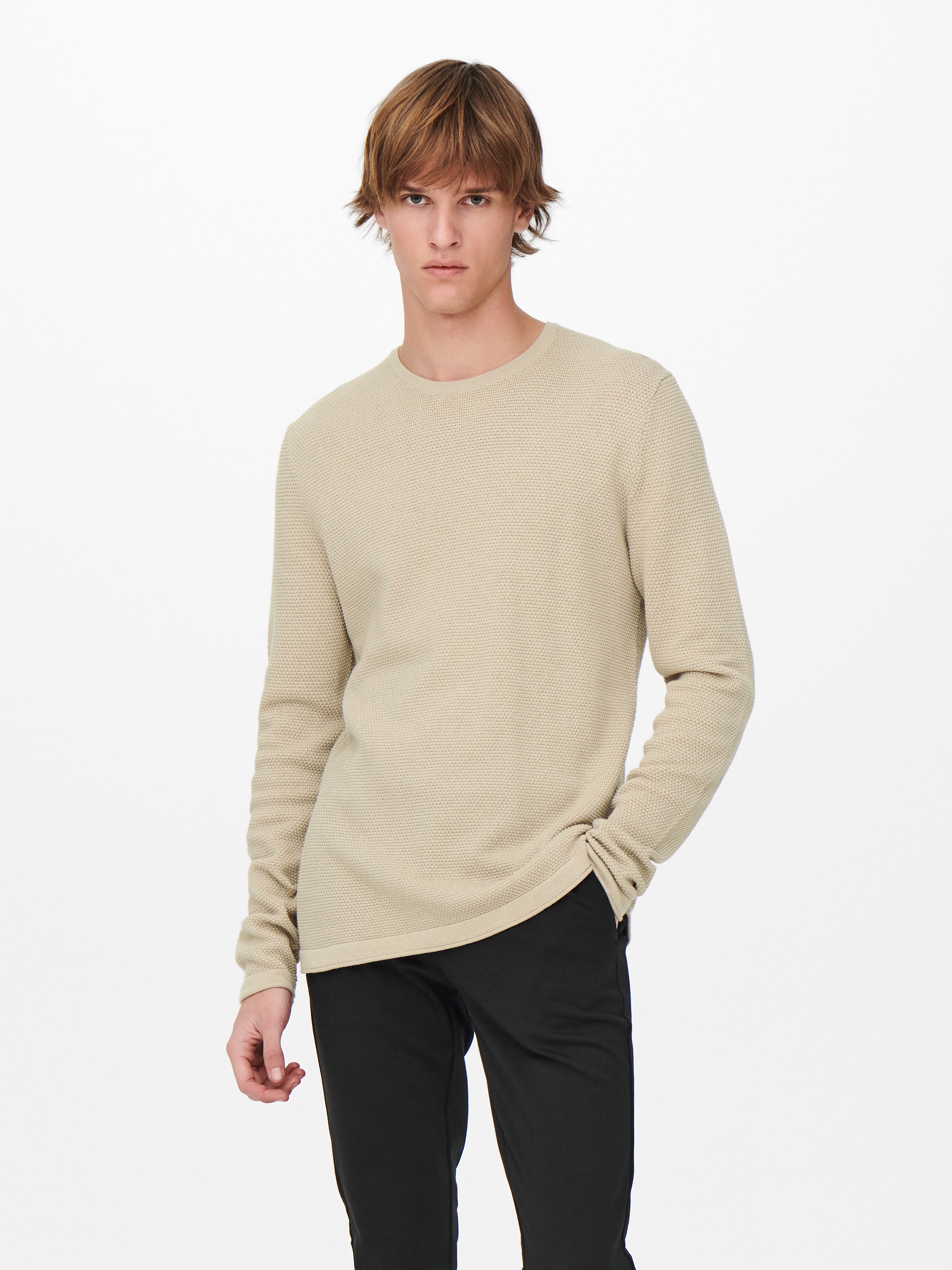 O-neck knit sweat | Light Grey | ONLY & SONS®