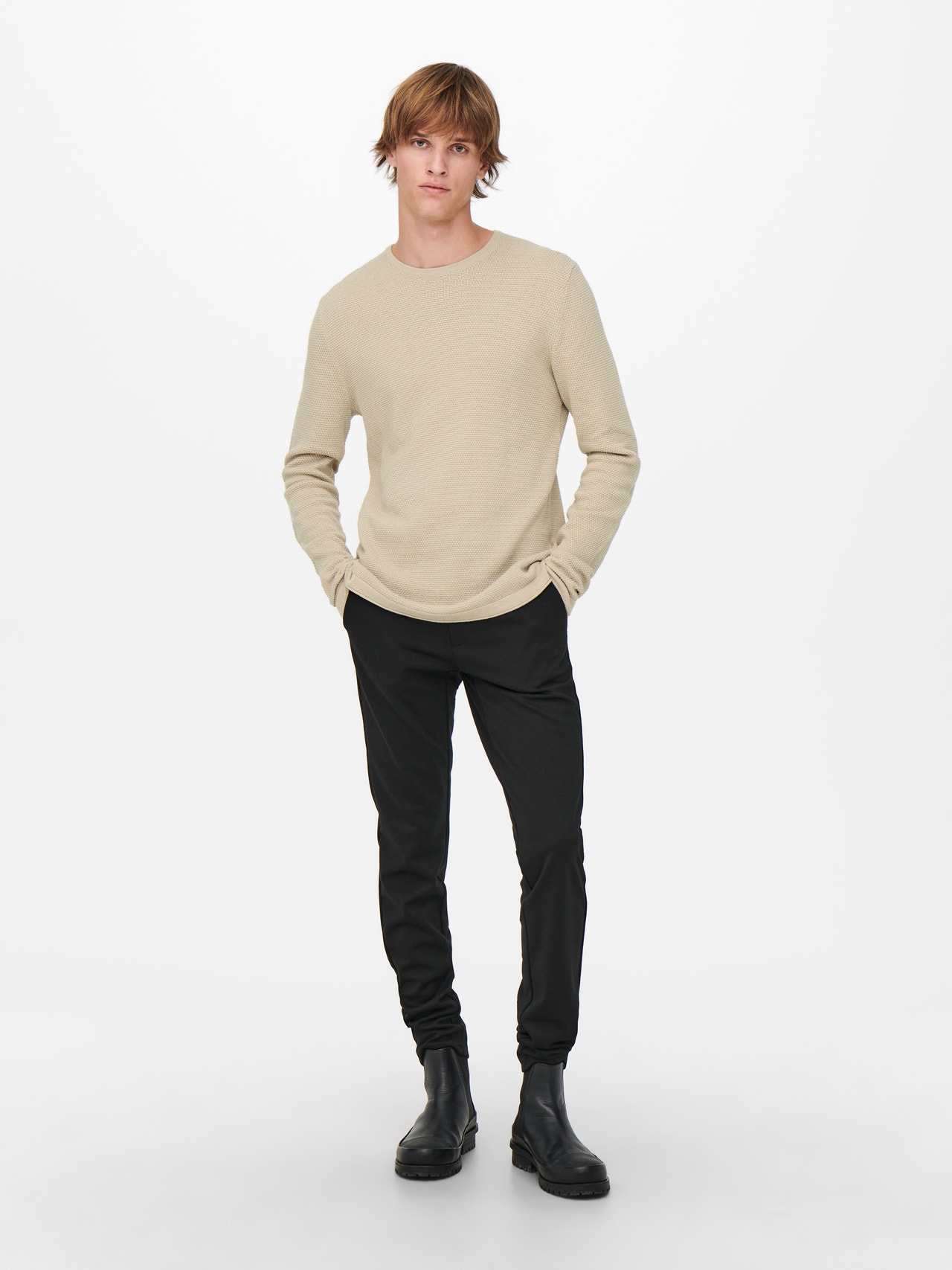 ONLY & SONS O-neck knit sweat -Silver Lining - 22016980