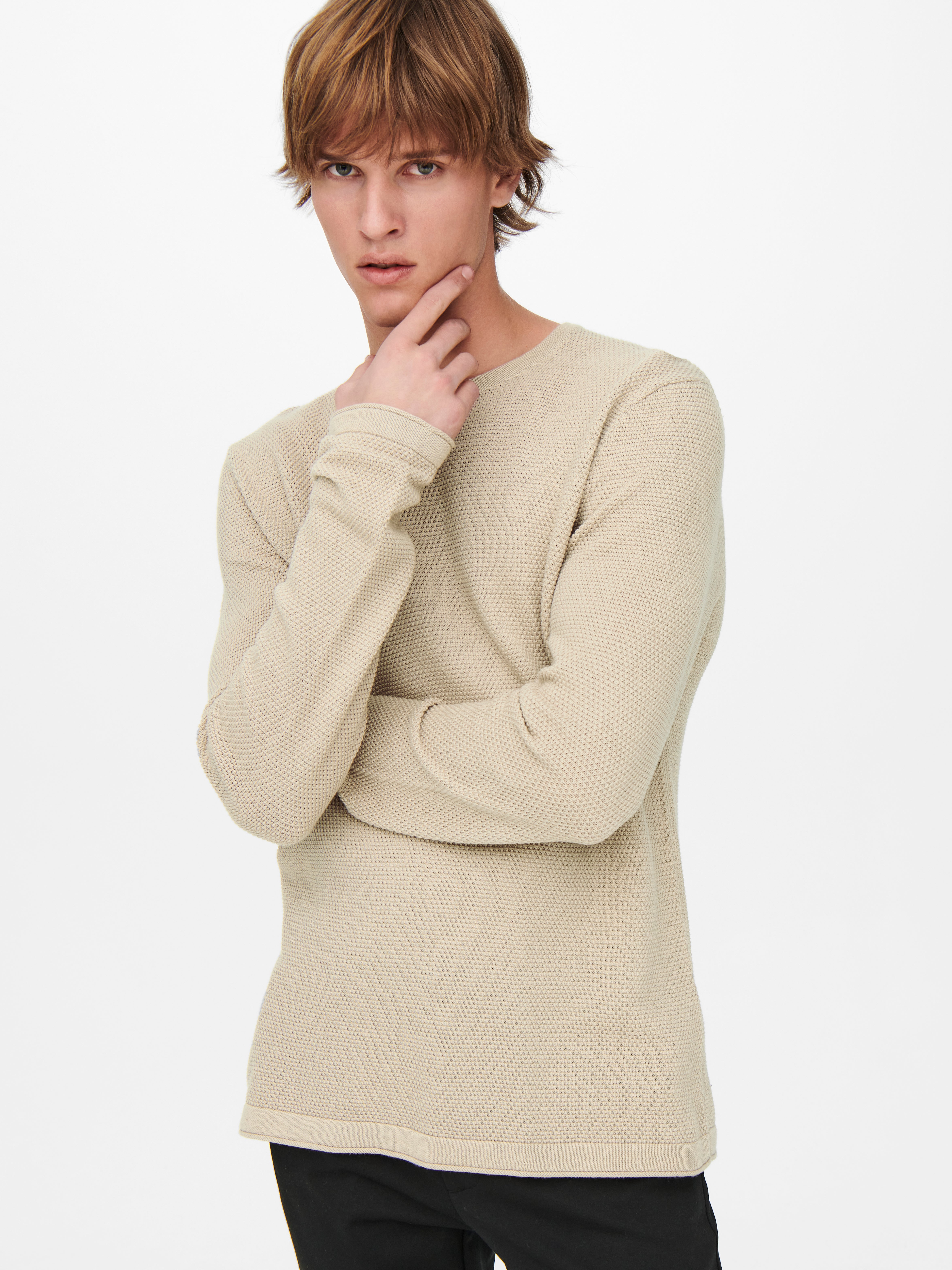 O-neck knit sweat | Light Grey | ONLY & SONS®