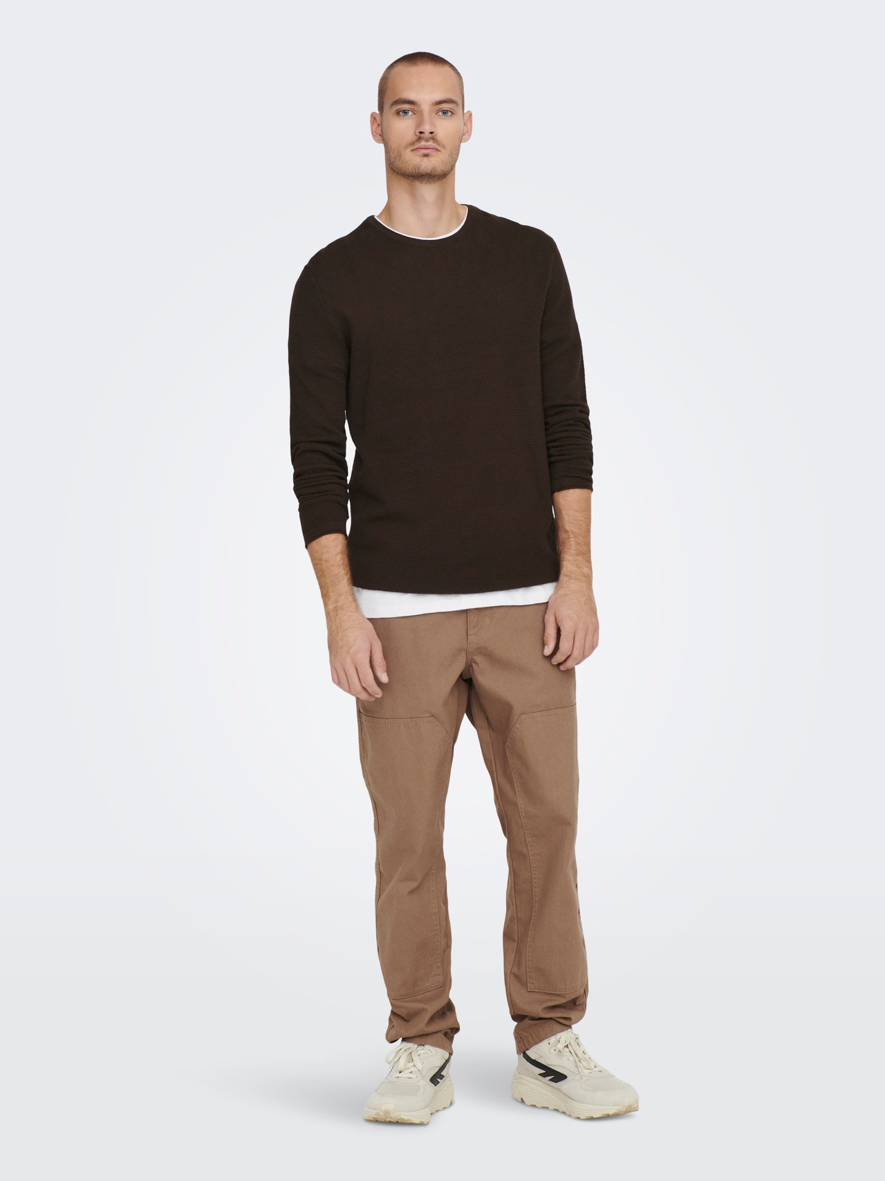ONLY & SONS O-neck knit sweat -Seal Brown - 22016980