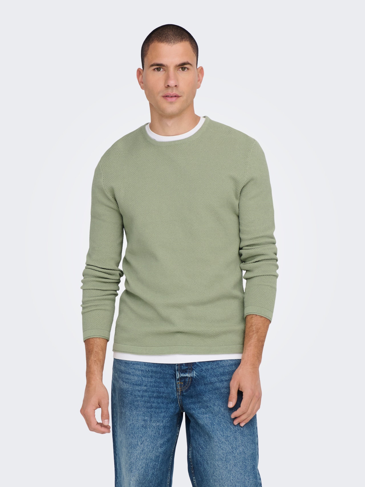 ONLY & SONS O-neck knit sweat -Seagrass - 22016980